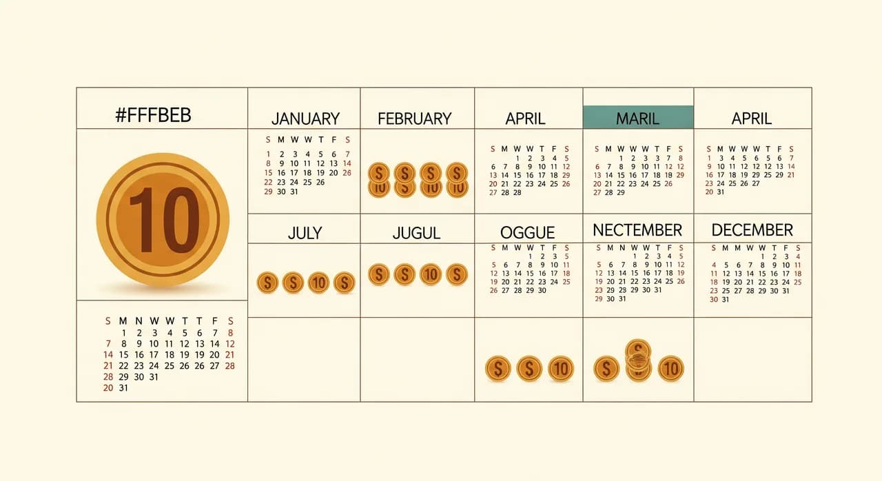 Une grille de calendrier où le premier jour affiche une seule grande pièce étiquetée « construction » et où les mois suivants affichent chacun de plus petites pièces récurrentes étiquetées hébergement, maintenance et support, illustrée dans un style plat chaleureux